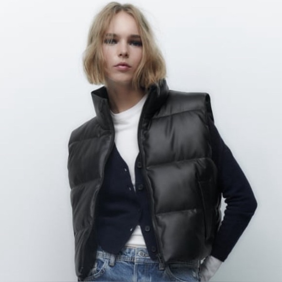 COPY - ZARA - NWOT- Faux Leather Cropped Puffer Vest *Discontinued* - Released … - Picture 9 of 10